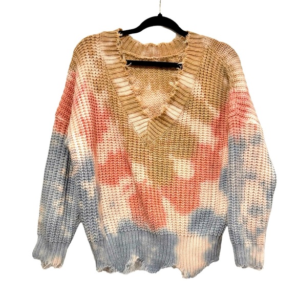 Main Strip Sweaters - MAIN STRIP RAW edge frayed sweater women’s size Small